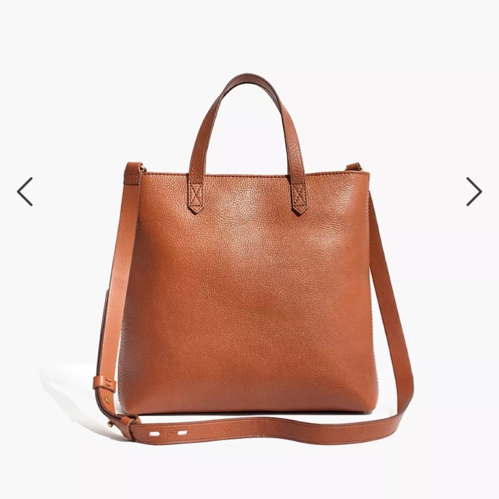 Madewell The Zip-Top Transport Crossbody Bag in English Saddle with Bag Strap